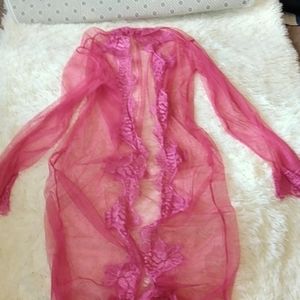 Hot pink lingerie cover up sheer robe